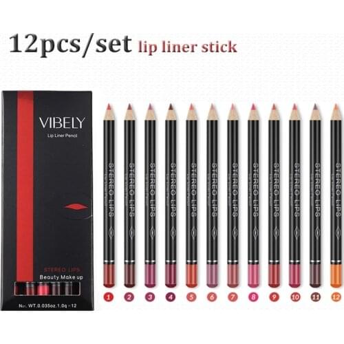 Professional Multi-functional Lipliner Pencil Long Lasting Waterproof Lip Eye Brow Cosmetic Makeup Colorful Lip Liner Pens 12pcs