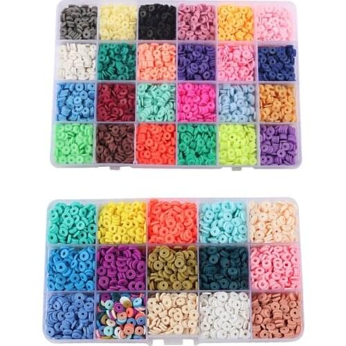 2XPC Mixed-Colour Polymer Clay Beads DIY Jewelry Bracelet Earring Necklace Craft Making Supplies Gift for Women Girl