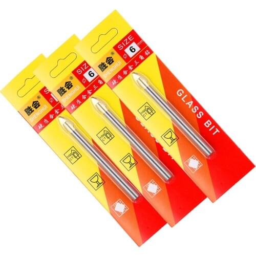 5pcs 6mm Alloy triangle drill/Tile/Glass//MirrorDrill BitsTungstenCarbide GlassDrill BitsTitanium Coated Power Tools Accessori