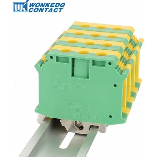 Din Rail Terminal Blocks Ground 10Pcs UISLKG-35 Universal Class Connector Screw Terminal blocks UISLKG35