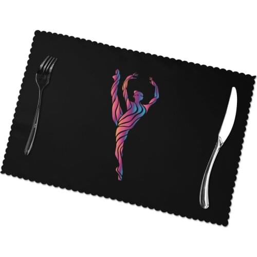 6 Pcs Placemat Table Mat Gymnastic Girl Illustration For Tables Heat-insulation Linen Kitchen Dining Pads