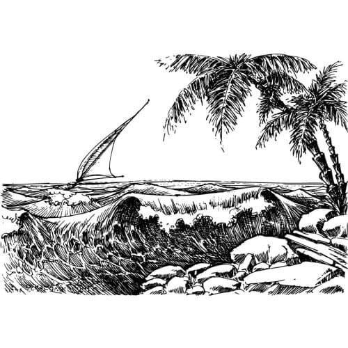 AZSG Surfing Beach Coconut Tree Clear Stamps For DIY Scrapbooking Decorative Card making Crafts Fun Decoration Supplies 10*15cm