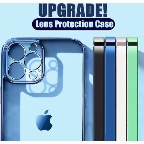 Luxury Classic Plating Frame Transparent Case For iPhone 12 11 Pro X XR Xs Max 7 8 6 6S PIus SE 2020 Clear Silicone Soft Cover