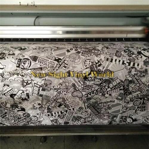 Black White Sticker Bomb Vinyl Wrap Sticker Bomb Vinyl Film For Car Wrapping Air Bubble Size:1.50*30m/Roll