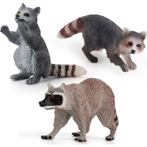 3 Kinds Raccoon Animal Model Action Figure Wild Animal PVC Children Cognitive Toys