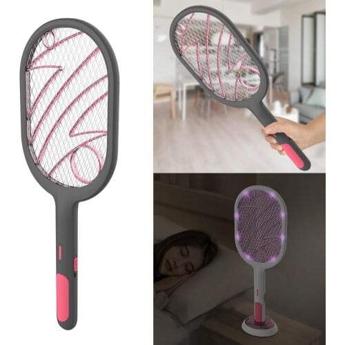 Electric Mosquito Swatter 2 Modes 1200mAh USB Rechargeable Home Fly Bug Zapper Racket Inserts Killer