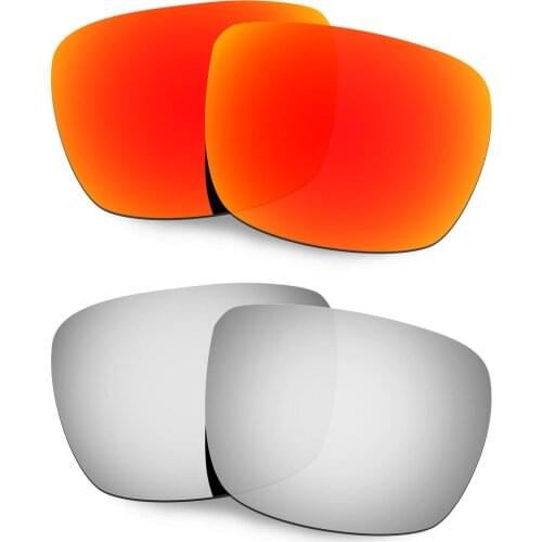 HKUCO For Spy Optic Helm Sunglasses Polarized Replacement Lenses 2 Pairs Red & Silver