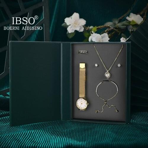 IBSO Green The Book Of Wishes New Luxury Quartz Ladies Customized Retro Design Beauty United Jewelry Womens Watch Set Box Gift