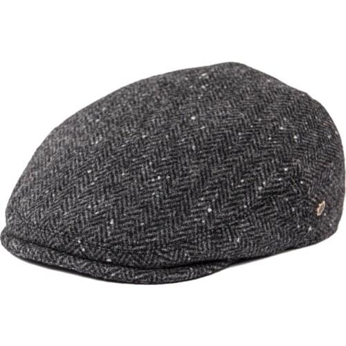 VOBOOM Ivy Cap Herringbone Flat Caps 50% Wool Tweed White Dot Gray Cabbie hat Newsboy caps Driving Hats