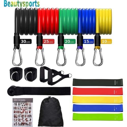 17 pcs Pull Rope Resistance Bands Set Yoga Pilates Abs Exercise Loop Bands Body Shaping Physical Therapy Training Fitness Tube