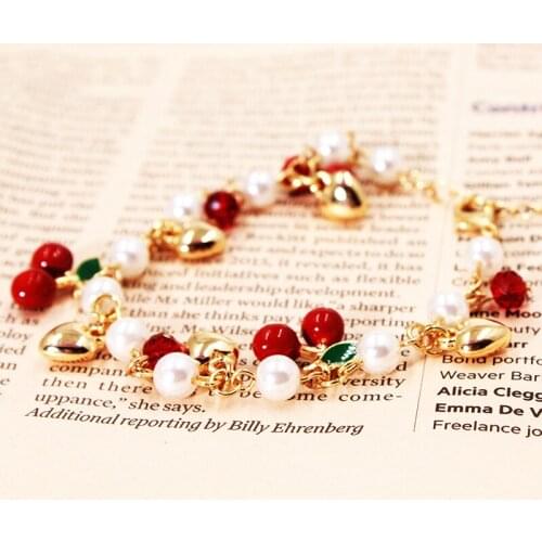 Korean Cute Cherry Love Temperament Imitation Pearl Fashion Girl Student Bracelet Jewelry Female Jewelry