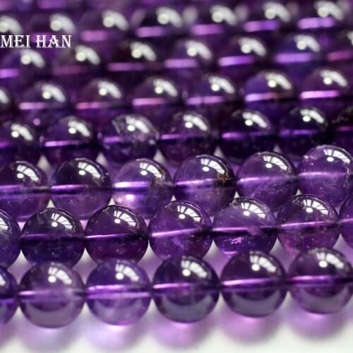Meihan Free shipping (40beads/set/52g) natural Charms purple 10mm A+ Amethyst smooth round loose beads stone for jewelry making
