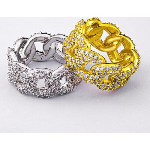 MIQIAO Yellow Gold Plated Luxury Crystal Weaven Zircon Hip Hop Vintage Boho Rings for Women Men Couple Friends Gift Jewelry Anel