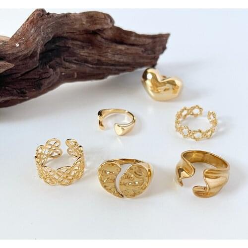 Monlansher Irregular Heart Wreath Open Adjustable Ring for Women Gold Color Copper Rings Vintage Statement Unusual Rings Jewelry