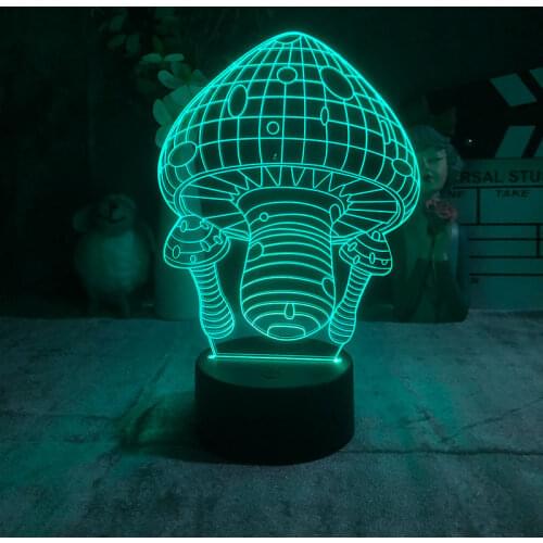 3D Hologram Mushroom Night Light Cute Kids Room Table Touch Sensor Atmosphere Lamp Birthday Lovely Present Gift Child Bedroom