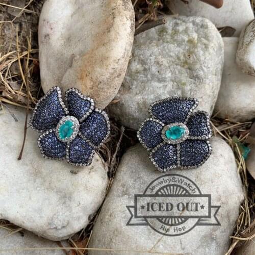 2018 new product stylish party jewelry sapphire zircon stones with green tourmaline mix colorful cz sud earrings