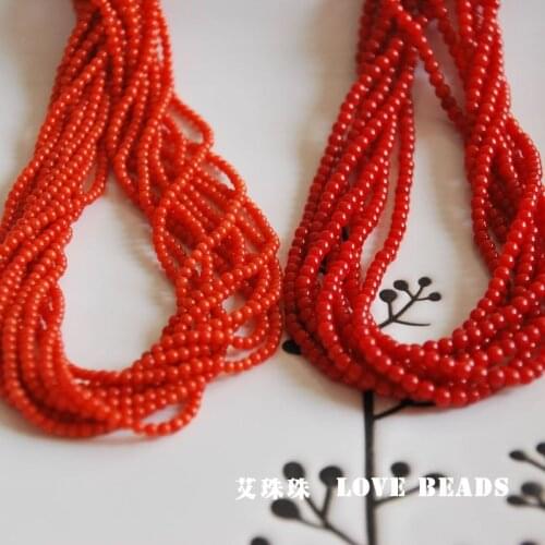 Wholesale natural dyed sardine red coral 2mm3mm 15"/38cm tiny seed beads jewelry making DIY for women