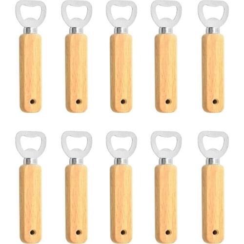 Wine Opener with Holes,10 Pcs Bartender Bottle Opener,Rubber Wood Handheld Cap Bottle Opener for Home/Kitchen/Bar