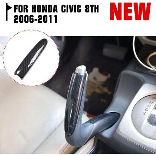 Pcmos Plastic Carbon Fiber Stickers For HONDA Civic 8th 2006-2011 Central Console Handbrake Trim Chromium Styling Black