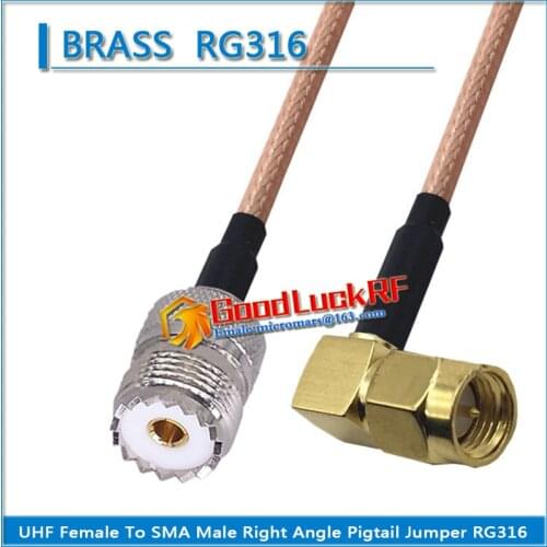1X Pcs PL259 PL-259 SO239 SO-239 UHF Female to SMA Male Right Angle 90 Degree Coaxial Type Pigtail Jumper RG316 Cable UHF to SMA