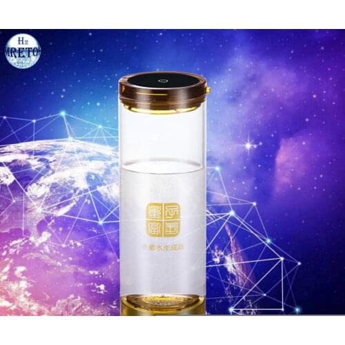 Rechargeable Hydrogen-Oxygen Separation Pure H2 Generator Water Bottle SPE PEM Electrolysis ORP Alkaline Ionizer 600ml Glass Cup