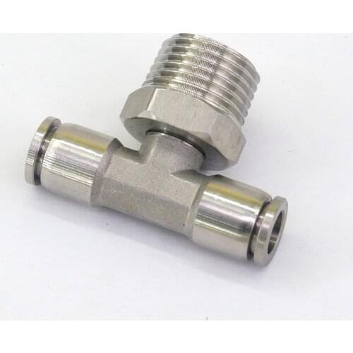 Tube OD 8mm*1/2"BSP Pneumatic Male Tee Branch 304 Stainless Steel Connector Quick Fittings Anticorrosion Antioxidation