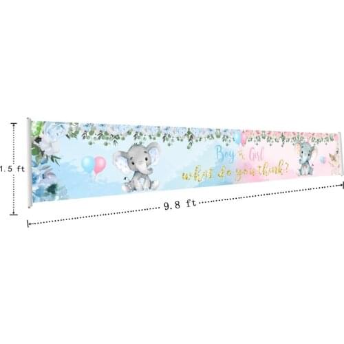 Gender Reveal Party Banners Boy Or Girl What Do You Think Banners Pink Blue Cute Elephants Banners Signs Poster With Grommets