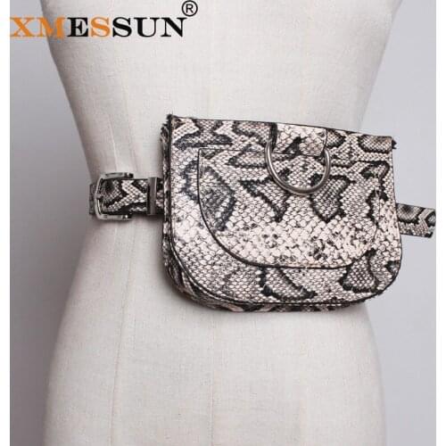 XMESSUN Waist Bag Saddle Fanny Pack Belt Bag Print Serpentine Women Luxury Brand Snake Leather 2020 Hight Quality Wholesale H33