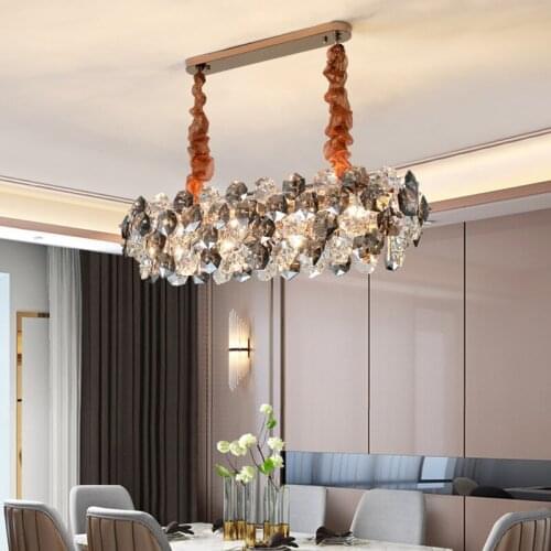 Dining Room Luxury Led Pendant Lights Luxury K9 Crystals E14 Pendant Lamp Lustre Steel Hanging Lamp Deco Indoor Lighting Fixtres