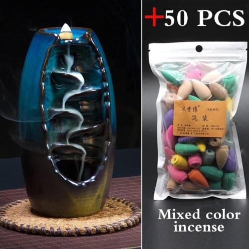 Handicraft Incense Holder Ceramic Backflow Waterfall Smoke Incense Burner Home Decor Birthday Valentines Christmas Gift