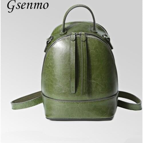 Gsenmo Top Quality Cow Split Leather Women Backpack Cross Vintage Backpack For Teenage Girls Casual Bags Female Shoulder Bags