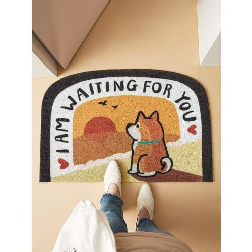 Cartoon dog Japanese Shiba Inu entering the door mat hall mat dust proof waterproof carpet PVC bathroom floor rug