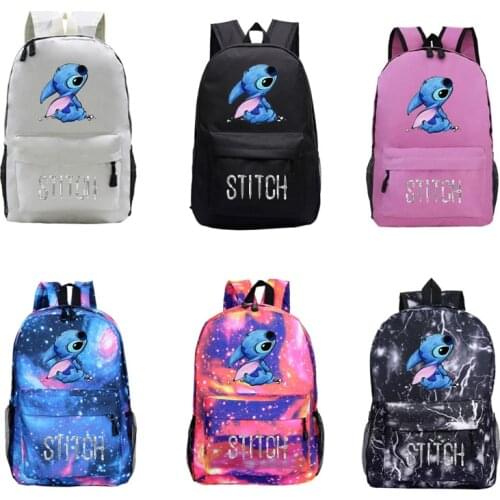 Disney Stitch Cartoon Student Backpack Cute Printed Pattern Large Capacity School Bag Outdoor Travel Bag Essentials for School