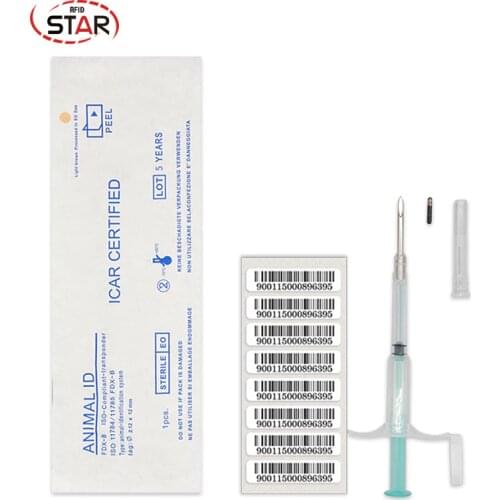 20pcs ISO FDX-B 2*12mm Pet Microchip Tag RFID Syringe with needle for sheep cattle pig identification