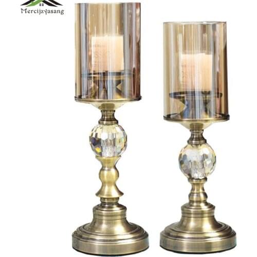 Glass Metal Candle Holder European Votive Candlestick Romantic Candle Holders for Wedding Dinner Decoration Candelabra GZT031