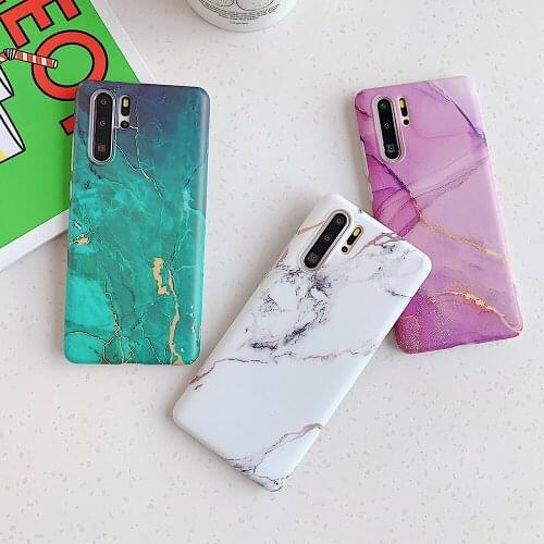 Vintage Classic Marble Phone Case For Huawei P20 P30 P40 Pro P30 Lite P20 Lite Mate 30 20 Pro Soft IMD Phone Back Cover Cases