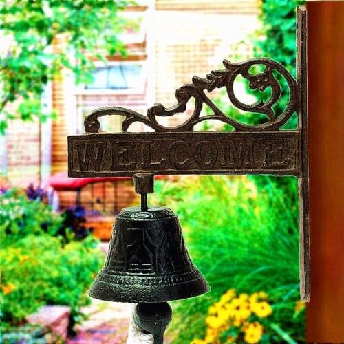 Nordic Style Vintage Brown Metal Iron Door Bell Wall Mounted Welcome Cast Wireless Metel DoorBell Porch Garden Decoration