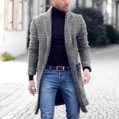 Vintage Formal 2020 Handsome Men Long Coat Tweed Men Suit Plaid Check Retro Peak Lapel Fit Slim Suit For Best Man