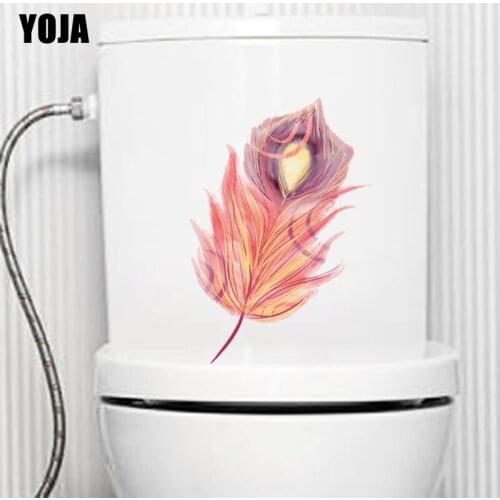YOJA 17X24.7CM Plumage BedRoom Home Decor Toilet Sticker Wall Decal Funny Pattern T3-1224