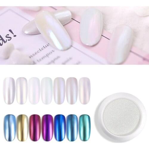 1 box Mirror Glitter Nail Chrome Pigment Powder Laser Holographic White Powder Dust Glitter Nail Art Decorations Manicure F570