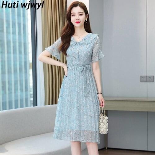 Plus Size Summer Floral Chiffon Boho Beach Midi Dresses 2021 Vintage Korean Women Bodycon Party Vestidos Casual Elegant Sundress