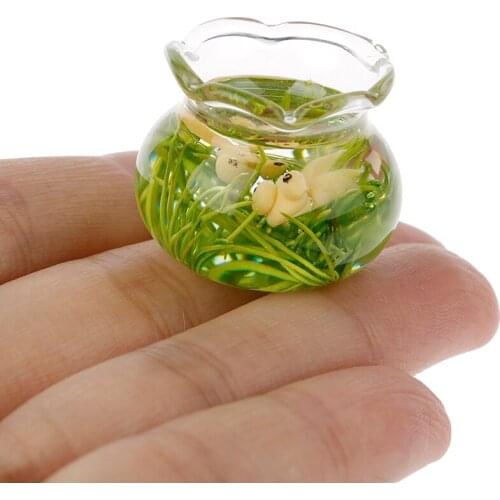 1/12 Lovely Glass Fish Tank Bowl Aquarium Doll House Home Ornaments Toys Dollhouse Miniature