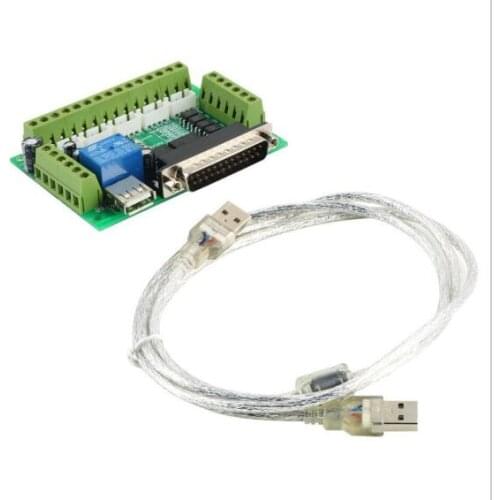 1pcs MACH3 Engraving machine 5 Axis CNC Breakout Board With Optical Coupler For Stepper Motor drive controller+USB cable