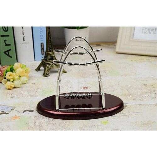 1PC Newton Cradle Balance Ball Physics Science Pendulum Oval Base Arch Stand Steel Balls Kids Educational Toy Desk Craft LZ 003
