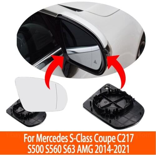 1pc Replacement Wing Mirror Glass Left & Right for Mercedes S-Class Coupe C217 S500 S560 S63 AMG 2014-2021 Heated