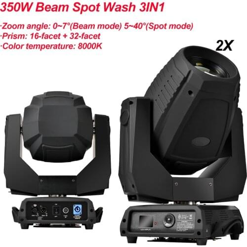 2Pcs/Lot 350W Spot Wash Moving Head Light 16 and 32 facet rotating prism With LCD Display For Party Wedding Holiday Decorations