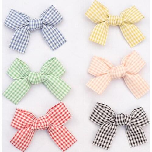 2021 DIY Fabric Plaid Bowknot England Style Basic Accessories For Girls Women Lady Without Hair Clips Or Elastic Rubber Band