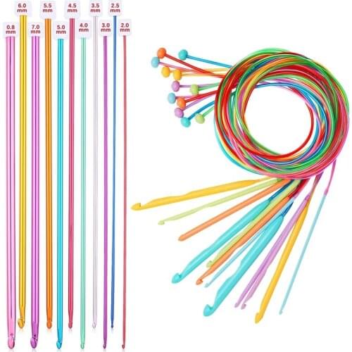23 Pcs Tunisian Crochet Hook Set Include Plastic Cable Afghan Crochet Hook and Tunisian Afghan Aluminum Knitting Needles