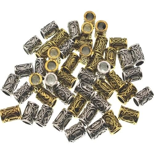 24pcs/Set Metal Viking Hair Runes Beads for Jewelry Making Charms Findings for Bracelets Pendant Necklace DIY for beard or hair