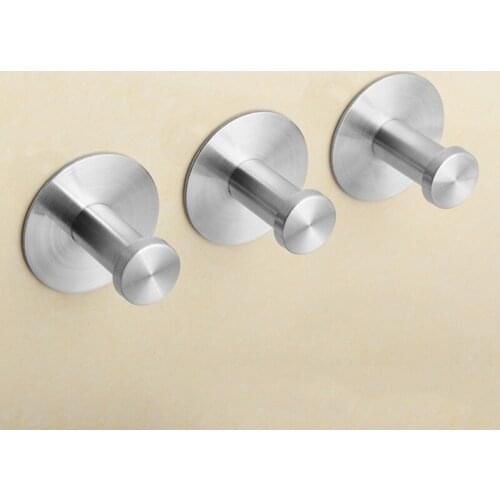 3pc Removable Coat Racks Towel Hook Round Base Robe Hook Wall Mounted Bathroom Hook With Suction Cup Holder